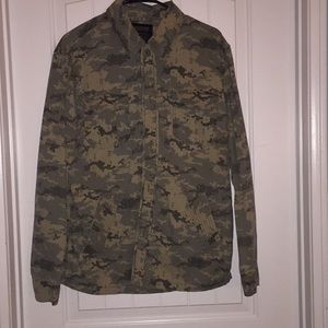 Army print button up with pockets